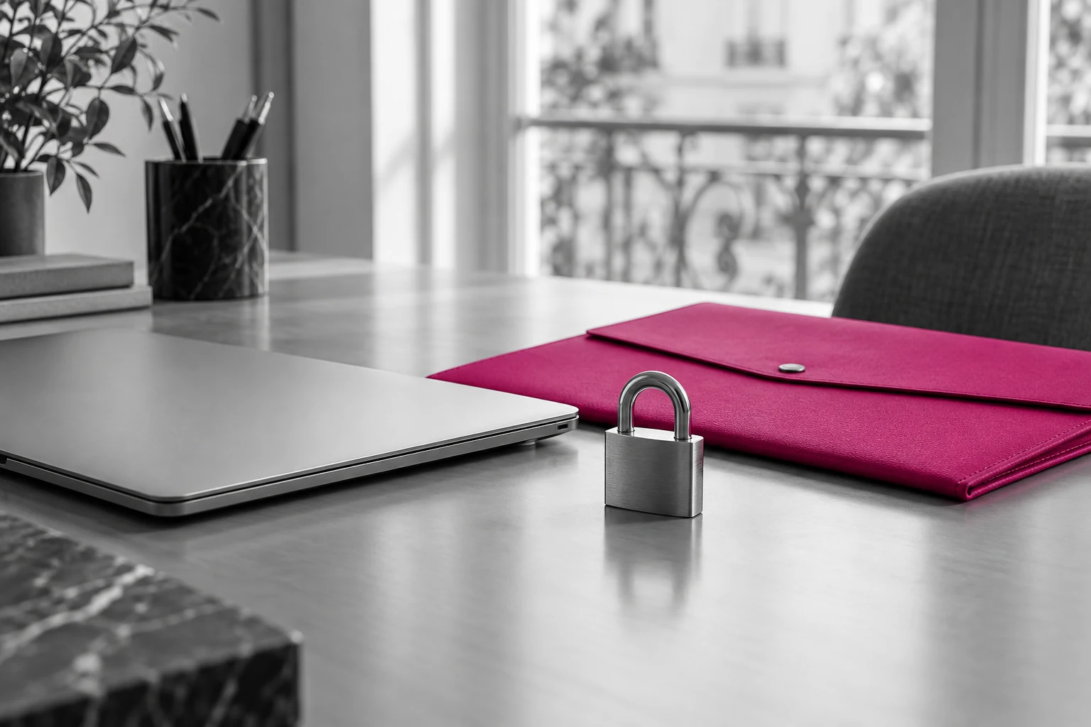 Ordinateur fermé et cadenas symbolisant la protection des données