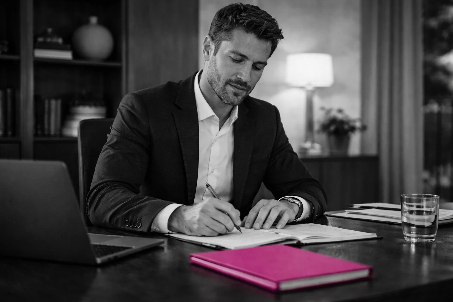 Examen de documents de financement, scène d’illustration