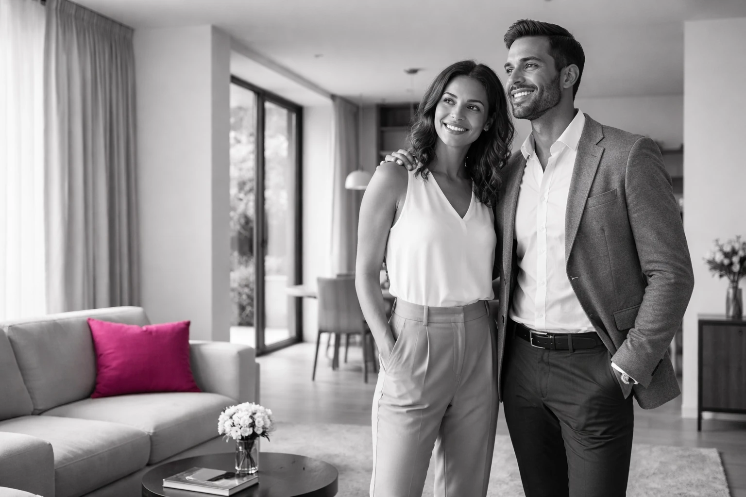 Couple dans son logement, scène d’illustration
